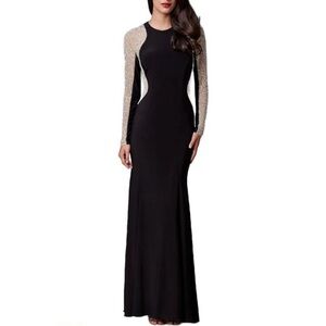 Xscape Black and White Long Sleeve Gown